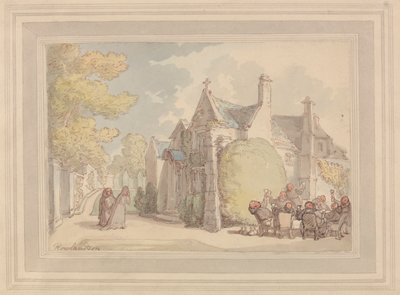 Munke hyler udenfor et kloster af Thomas Rowlandson