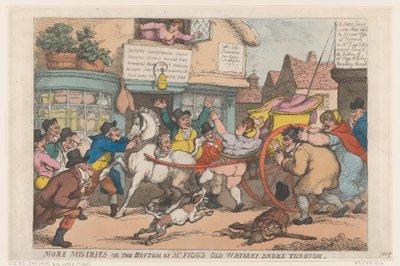 Endnu flere ulykker: Bunden på hr. Figgs gamle whiskyflaske brød igennem af Thomas Rowlandson