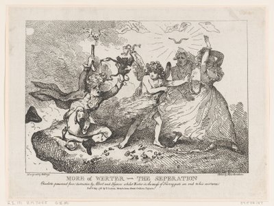 Mere af Werther-The Separation: Charlotte Preserved from Destruction af Albert og ..., 6. maj 1786. af Thomas Rowlandson