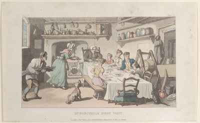Mr. Burchells første besøg, fra The Vicar of Wakefield, 1. maj 1817., 1. maj 1817. af Thomas Rowlandson