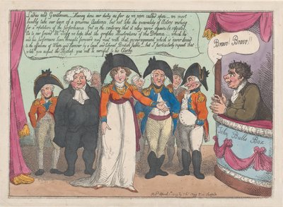 Mrs. Clarkes farvel til sit publikum. Halestykke, 1. april 1809., 1. april 1809. af Thomas Rowlandson