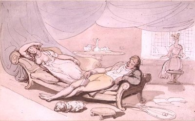 Musik derhjemme (pen og blæk, akvarel) af Thomas Rowlandson