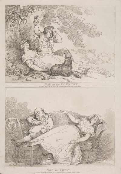 En lur på landet – En lur i byen af Thomas Rowlandson