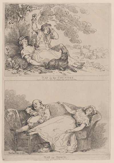 Nap in the Country, Nap in Town, 1785., 1785. af Thomas Rowlandson