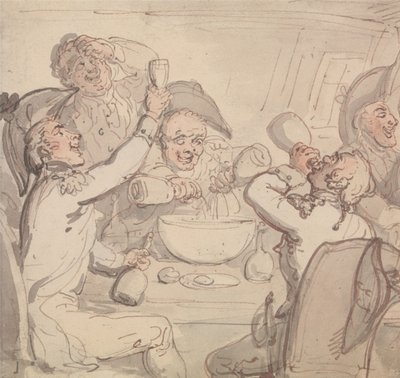 Søofficerer og en skål med punch af Thomas Rowlandson