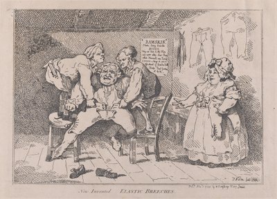 Nye opfundne elastiske ridebukser, 1. november 1784., 1. november 1784. af Thomas Rowlandson