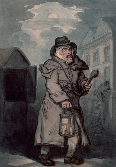 Nattevagt, slutningen af 1700-tallet af Thomas Rowlandson