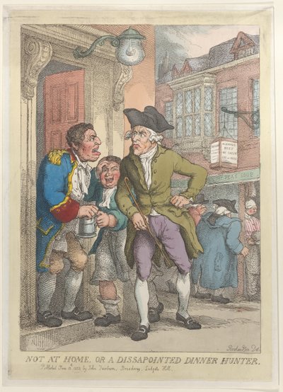 Ikke hjemme eller en skuffet middagsjæger, 13. juni 1823., 13. juni 1823. af Thomas Rowlandson