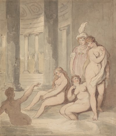 Nymfer ved et romersk bad af Thomas Rowlandson