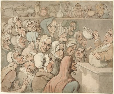 Gamle piger ved et salg af kuriositeter af Thomas Rowlandson