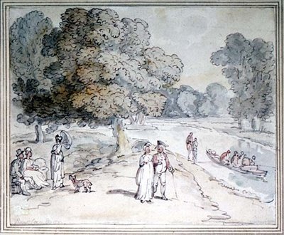 På Themsen (pen og blæk, akvarel) af Thomas Rowlandson