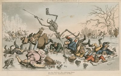 På skrøbelig is bliver den snurrende skøjte et skæbneinstrument af Thomas Rowlandson