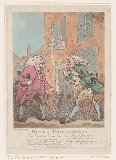 Oprørte komplimenter, 18. august 1786., 18. august 1786. af Thomas Rowlandson
