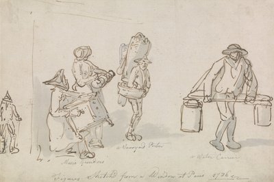 Parisiske gadekunstnere af Thomas Rowlandson