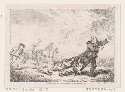Præst Adams engageret i et farligt jagteventyr, fra Joseph Andre...s eventyr, 1792. af Thomas Rowlandson