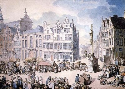 Place de Mer, Antwerpen af Thomas Rowlandson