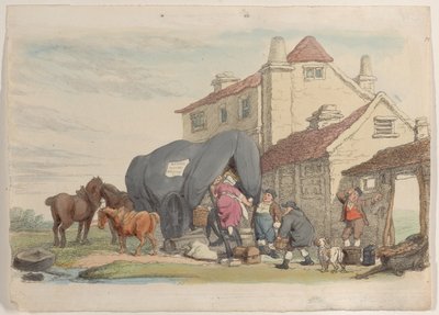 Plade 26: A Flying Wagon, fra World in Miniature, 1816., 1816. af Thomas Rowlandson