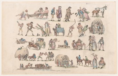 Tavle 4, Omrids af Figurer, Landskaber og Kvæg...til Lærernes Brug, Ma..., 8. Marts 1790. af Thomas Rowlandson