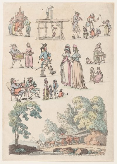Tavle 5, Omrids af Figurer, Landskaber og Kvæg...til Brug for Lærere, Ju..., 18. Juni 1790. af Thomas Rowlandson