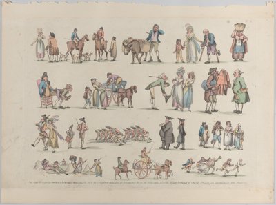 Tavle 6, Omrids af Figurer, Landskaber og Kvæg...til Brug for Lærere, Ju..., 20. Juni 1790. af Thomas Rowlandson
