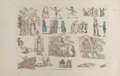 Tavle 8, Omrids af Figurer, Landskaber og Kvæg...til Brug for Lærere, Ju..., 20. Juni 1790. af Thomas Rowlandson