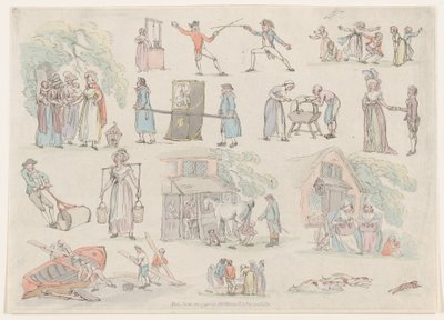 Tavle 8, Omrids af Figurer, Landskaber og Kvæg...til Brug for Lærere, Ju..., 20. Juni 1790. af Thomas Rowlandson