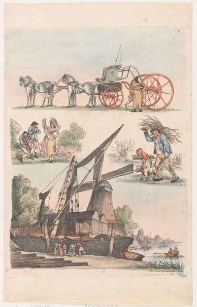 Tavle 9, Omrids af figurer, landskaber og kvæg...til brug for elever,..., 20. januar 1791. af Thomas Rowlandson