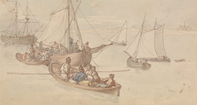 Fritidsbåde i en flodmunding af Thomas Rowlandson