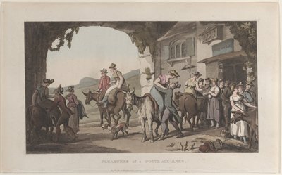 Pleasures of a Poste Aux Ânes, fra Journal of Sentimental Travels in the Southern Provin..., 1821. af Thomas Rowlandson