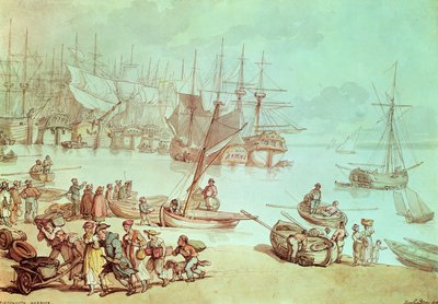 Portsmouth havn af Thomas Rowlandson