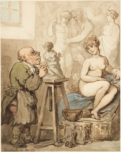Forberedelse til Akademiet - Gamle Joseph Nollekens og hans Venus af Thomas Rowlandson