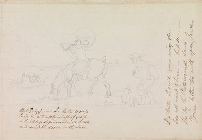 Forberedende skitse til »Dr. Syntax tegner søen« af Thomas Rowlandson