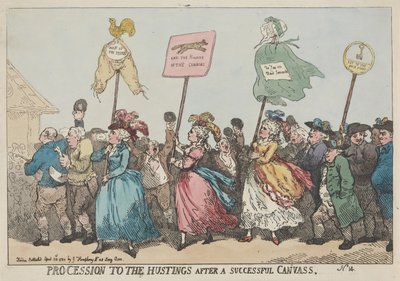 Optog til valgpodiet efter en vellykket valgkampagne af Thomas Rowlandson