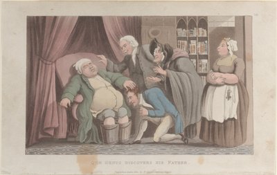 Quae Genus opdager sin far, fra The History of Johnny Quae Genus, The Li..., 1. januar 1822. af Thomas Rowlandson