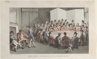 Quae Genus Officiating at a Gaming House, fra The History of Johnny Quae Gen..., 1. november 1821. af Thomas Rowlandson