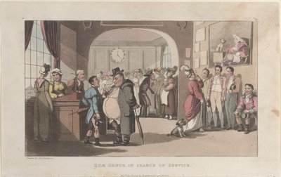 Quae Genus in Search of Service, fra The History of Johnny Quae Genus, The Lit..., 1. august 1821. af Thomas Rowlandson