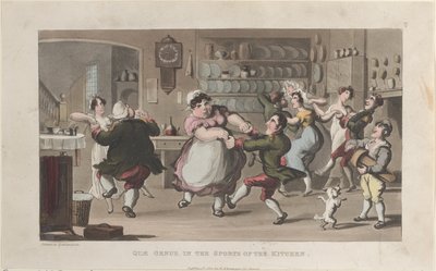 Quae Genus, in the Sports of the Kitchen, fra The History of Johnny Quae Genus..., 1. august 1821. af Thomas Rowlandson