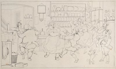 Quae Genus in the Sports of the Kitchen, fra The History of Johnny Quoe Genus: the Little..., 1822. af Thomas Rowlandson