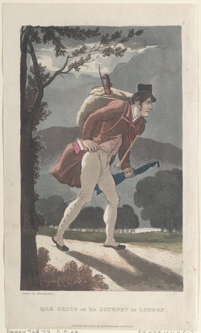 Quae Genus on His Journey to London, fra The History of Johnny Quae Genus, The ..., 1. marts 1822. af Thomas Rowlandson