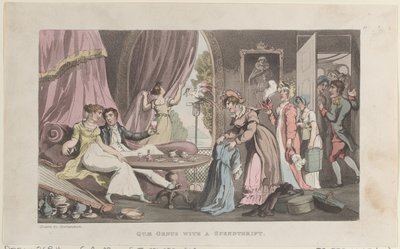 Quae Genus with a Spendthrift, fra The History of Johnny Quae Genus, The Li..., 1. september 1821. af Thomas Rowlandson