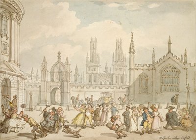 Radcliffe Square, Oxford, begyndelsen af det 19. århundrede af Thomas Rowlandson