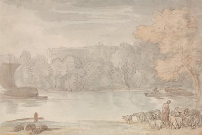 Flodscene (Themsen ved Eton) af Thomas Rowlandson