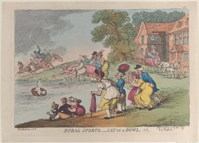 Sport på landet: Kat i en skål, 24. april 1811., 24. april 1811. af Thomas Rowlandson