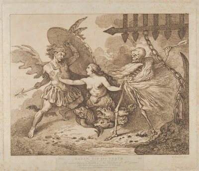 Satan, synd og død Paradis tabt, bog den 2., efter 1790., efter 1790. af Thomas Rowlandson