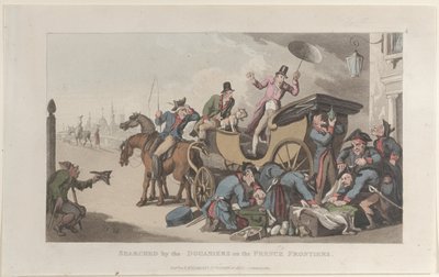 Søgt af Douaniers på de franske grænser, fra Journal of Sentimental Travels in..., 1821. af Thomas Rowlandson