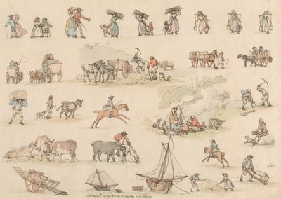 Sæt på seksten: Omrids af figurer og landskaber af Thomas Rowlandson