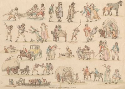 Sæt på seksten: Omrids af figurer og landskaber af Thomas Rowlandson