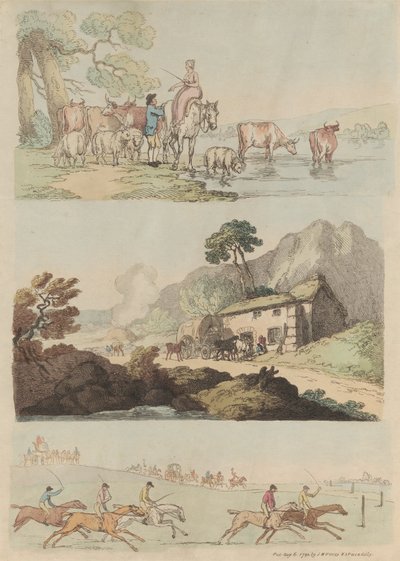 Sæt på seksten: Omrids af figurer og landskaber af Thomas Rowlandson