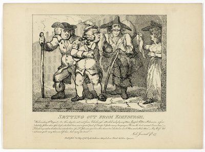 På vej ud fra Edinburgh, fra Boswells tur til Hebriderne af Thomas Rowlandson