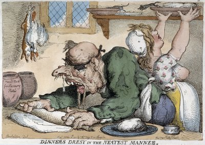 Syg mand forbereder måltidet - tegneserie af Rowlandson af Thomas Rowlandson